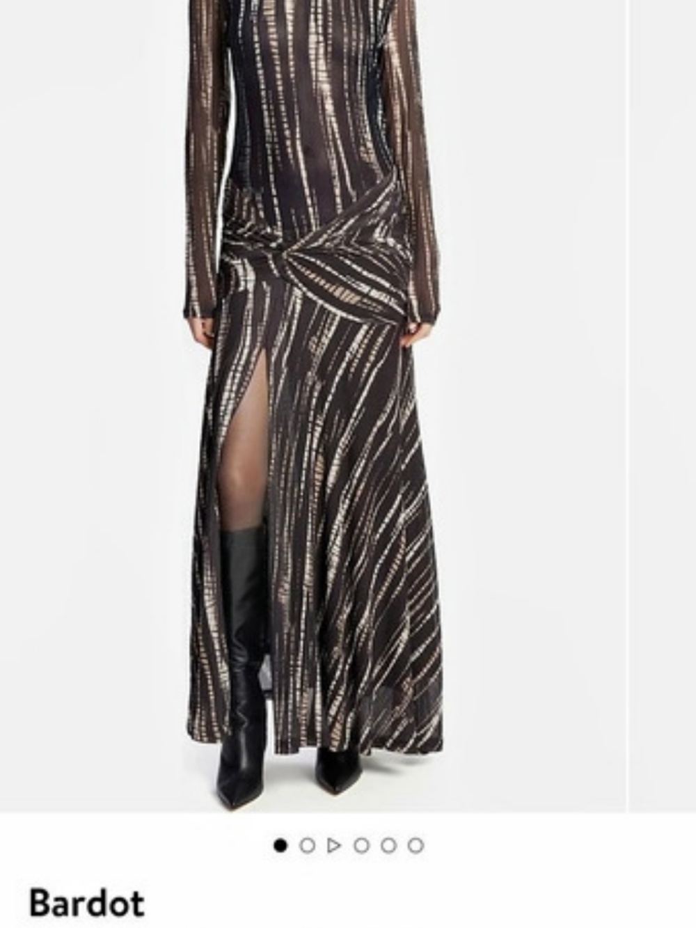 Bardot Lea Long Sleeve Mesh Dress in Brown & White